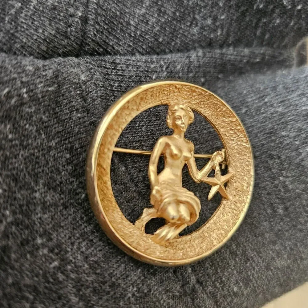 vintage gold tone Virgo zodiac trifari pin